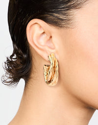 Gold Molten Twisted Hoop Earrings - link has visual effect only