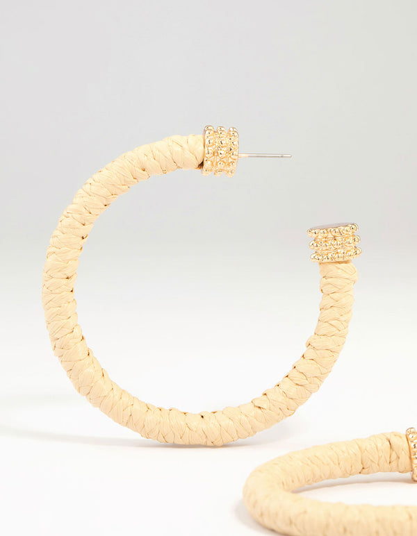 Paper Raffia Wrapped Hoop Earrings