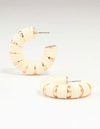 Gold & Paper Raffia Hoop Earrings - link has visual effect only