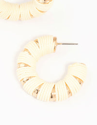 Gold & Paper Raffia Hoop Earrings - link has visual effect only