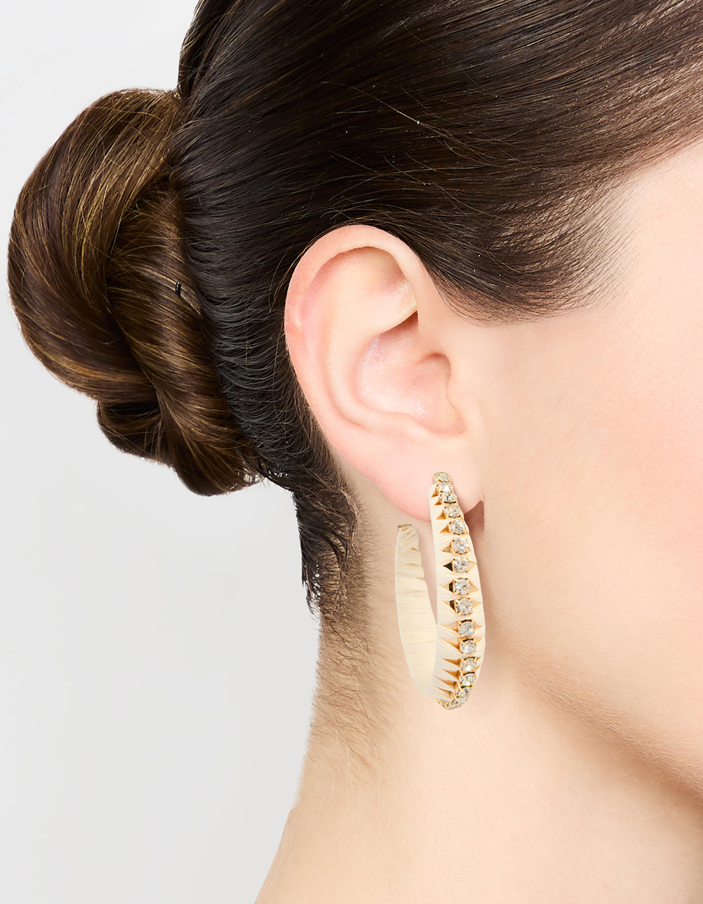 Gold Diamante Raffia Hoop Earrings