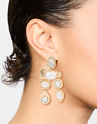 Gold Diamante Pearl Molten Drop Earrings - link has visual effect only