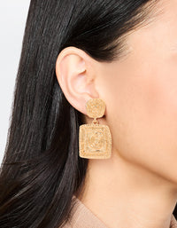 Gold Molten Square Drop Earrings - link has visual effect only