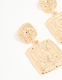 Gold Molten Square Drop Earrings - link has visual effect only