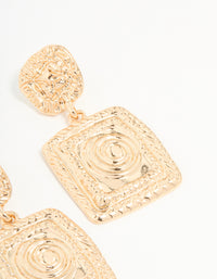 Gold Molten Square Drop Earrings - link has visual effect only