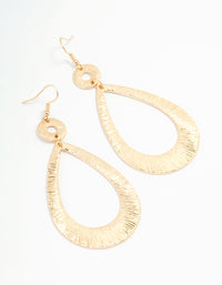 Gold Etched Oval Disc Drop Earrings - link has visual effect only