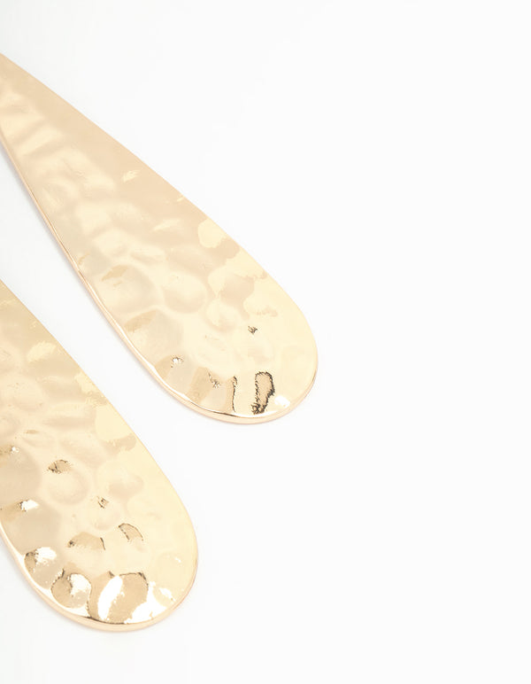 Gold Molten Teardrop Earrings