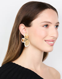 Gold & White Coated Metal Petal Drop Earrings - link has visual effect only