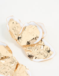 Gold & White Coated Metal Petal Drop Earrings - link has visual effect only