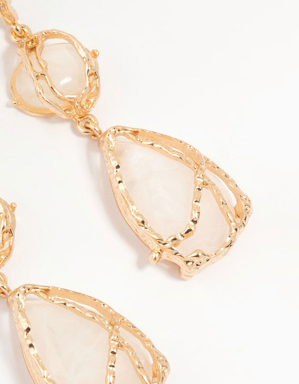 Acrylic Gold Wrapped Drop Earrings