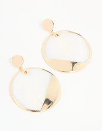 Gold & White Genuine Shell Effect Drop Earrings - link has visual effect only
