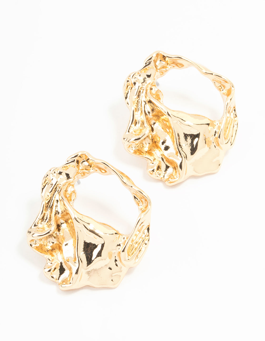 Gold Molten Statement Stud Earrings