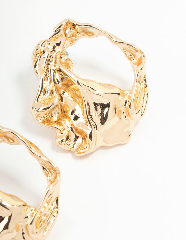 Gold Molten Statement Stud Earrings