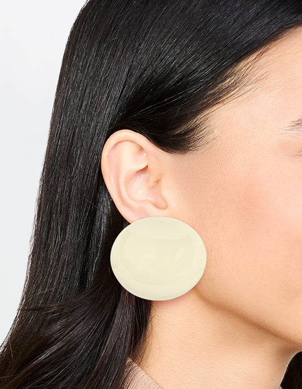 Acrylic Curved Disc Large Stone Earrings
