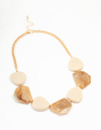 Brown & White Acrylic Statement Pendant Necklace - link has visual effect only