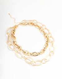 Gold & Acrylic Layered Chain Necklace - link has visual effect only