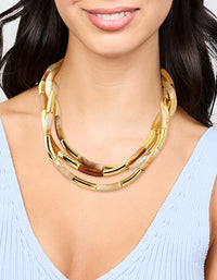 Gold & Acrylic Layered Necklace - link has visual effect only