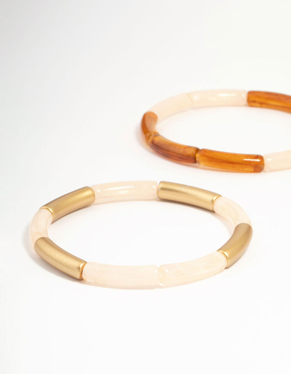 Gold & Brown Stretch Bracelets 3-Pack