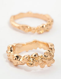Gold Pearl Molten Stacking Ring Pack - link has visual effect only
