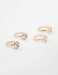 Gold Diamante Bezel Stacking Rings 4-Pack - link has visual effect only
