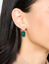Gold Pearl & Green Stone Drop Earrings - link has visual effect only