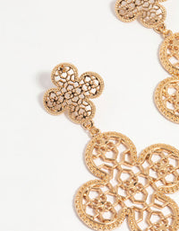 Gold Filigree Flower Drop Earrings - link has visual effect only