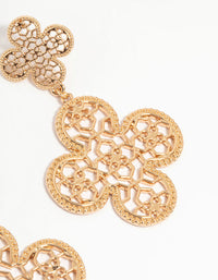 Gold Filigree Flower Drop Earrings - link has visual effect only