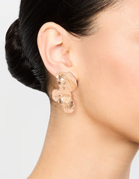 Gold Leaf Detail Drop Earrings - link has visual effect only