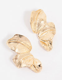 Gold Leaf Detail Drop Earrings - link has visual effect only