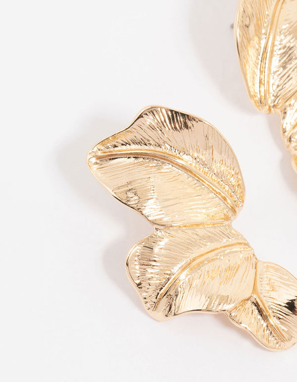 Gold Leaf Detail Drop Earrings