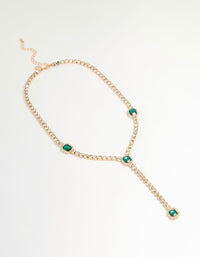 Gold Green Diamante Cupchain Y-Necklace - link has visual effect only