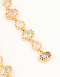 Gold Plated Round & Oval Stone Drop Earrings - link has visual effect only