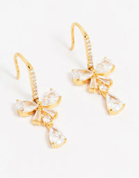 Gold Plated Cubic Zirconia Bow Teardrop Earrings - link has visual effect only