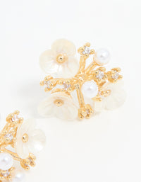 Gold Plated Acrylic Flower Cluster Earrings - link has visual effect only