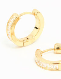 Gold Plated Diamante Thin Pavé Hoop Earrings - link has visual effect only