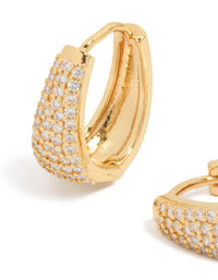 Gold Plated Cubic Zirconia Classic Pave Hoop Earrings - link has visual effect only