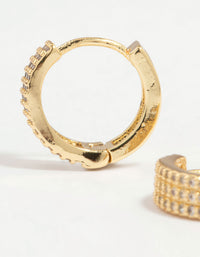 Gold Plated Diamante Pavé Trio Hoop Earrings - link has visual effect only