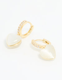 Gold Plated Diamante Heart Hoop Earrings - link has visual effect only