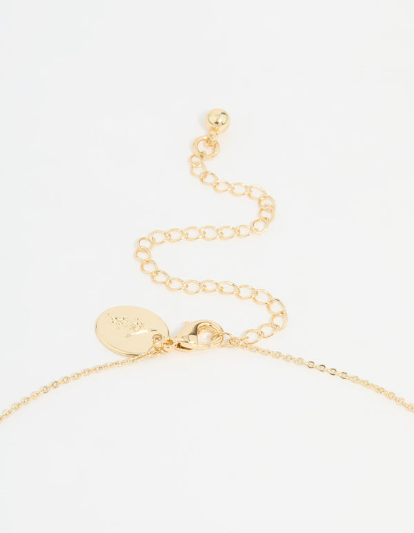 Gold Plated Cubic Zirconia & Pearl Flower Necklace