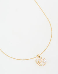 Gold Plated Pearl & Cubic Zirconia Wreath Necklace - link has visual effect only