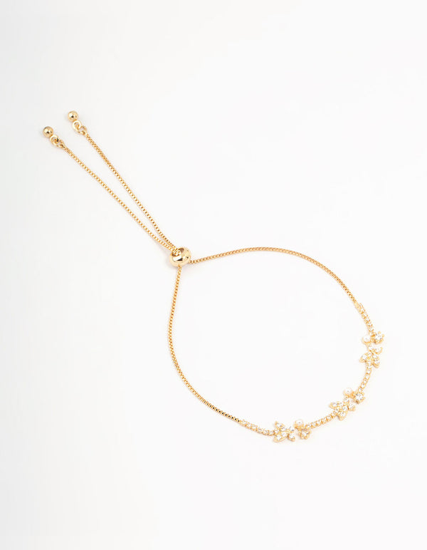 Gold Plated Pearl & Mini Butterfly Bracelet