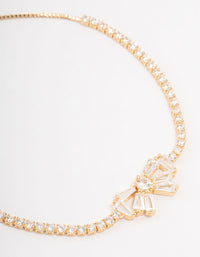 Gold Plated Cubic Zirconia Baguette Bow Toggle Bracelet - link has visual effect only