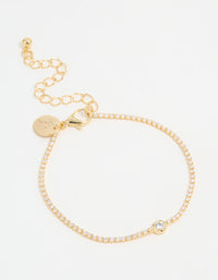 Gold Plated Cubic Zirconia Pave & Round Stone Bracelet - link has visual effect only