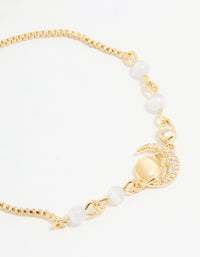 Gold Plated Cubic Zirconia Quartz Celestial Bracelet - link has visual effect only