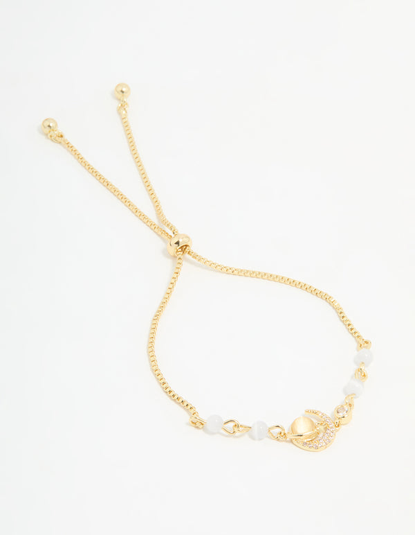 Gold Plated Cubic Zirconia Quartz Celestial Bracelet