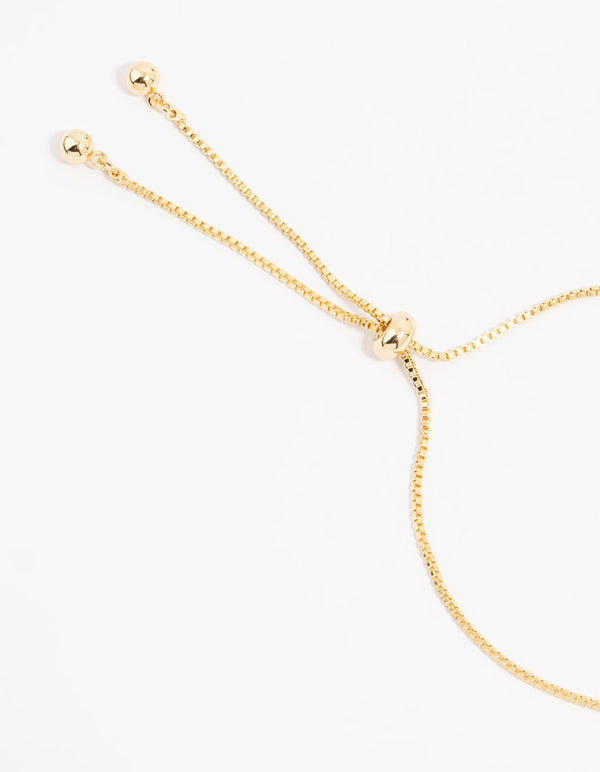 Gold Plated Cubic Zirconia Bow & Pearl Toggle Bracelet