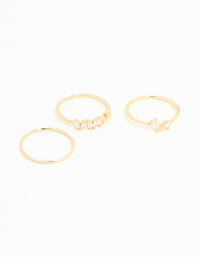 Gold Plated Baguette Stacking Rings 3-Pack - link has visual effect only