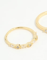 Gold Plated Baguette & Mini Round Rings 3-Pack - link has visual effect only