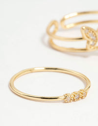 Gold Plated Cubic Zirconia Butterfly Rings 3-Pack - link has visual effect only