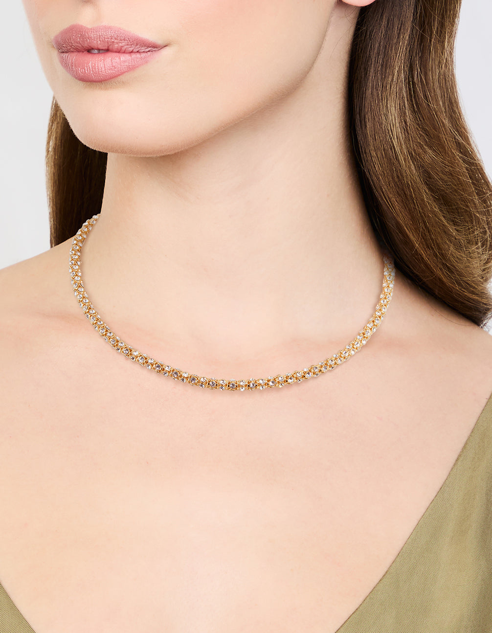 Gold Plated Diamante Fireball Chain Necklace